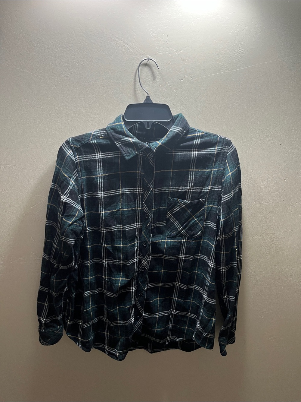 Well Worn Green and Black Plaid Button-Down Shirt